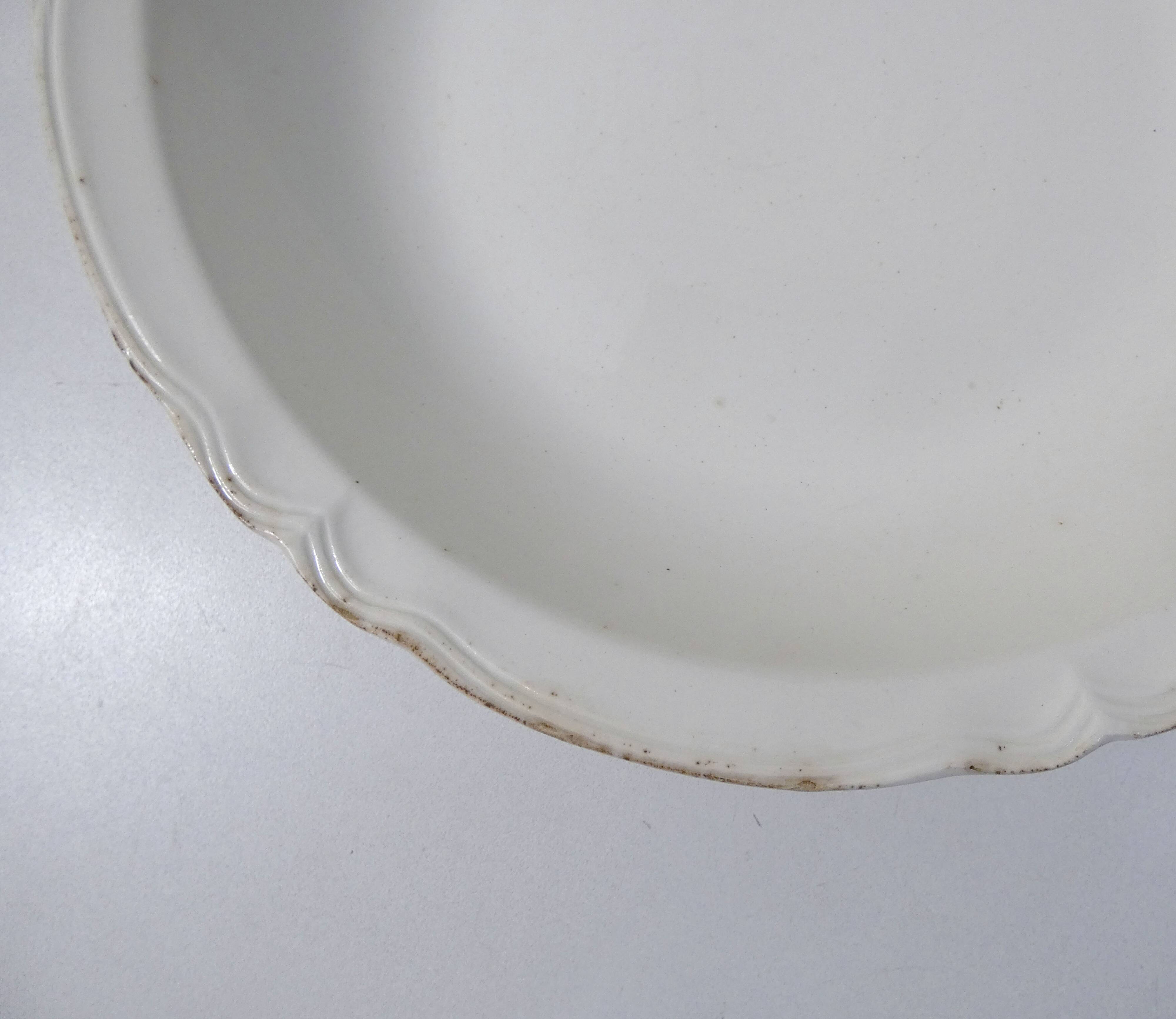 large deep vegetable dish Digoin Sarreguemines cream white