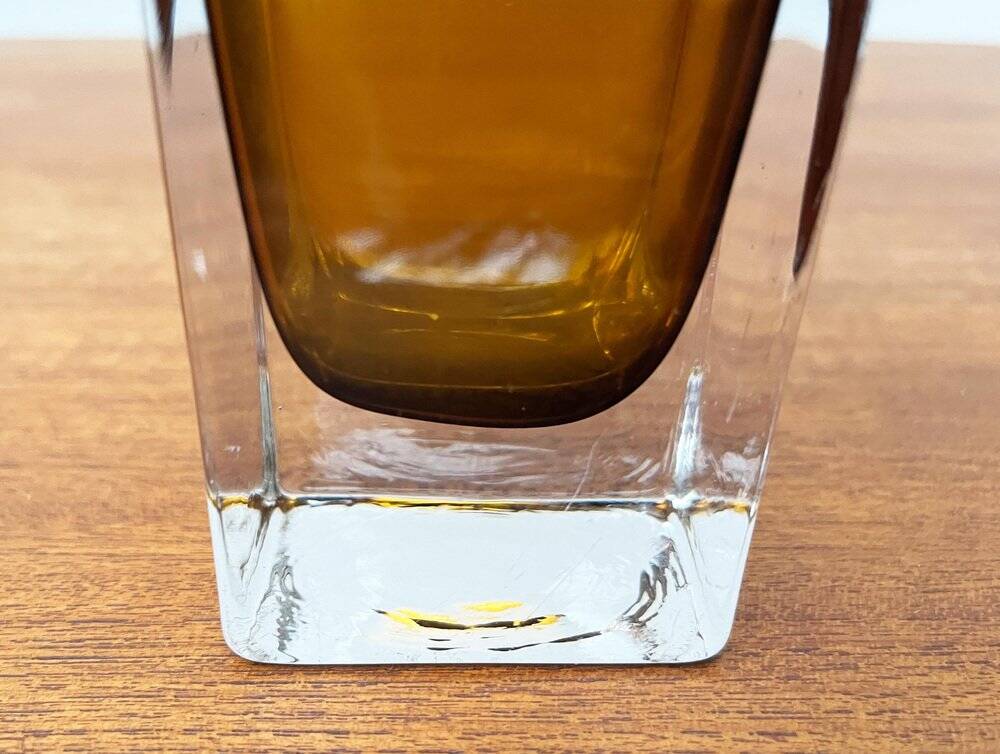 Mid-century minimalist amber coloured glass vase, 1960s.