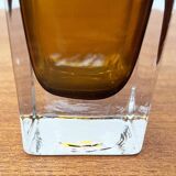 Mid-century minimalist amber coloured glass vase, 1960s.
