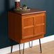 Restored Teak Retro 1960s Nathan Squares Lamp Table Cabinet Hair Pin Legs