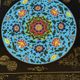 Black lacquered wooden coffee table with cloisonné and polychrome decoration, 20th century.