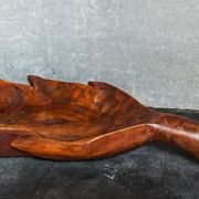 Coupe feuille en bois massif sculptée XXL ancienne