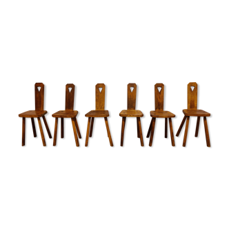 Set of 6 mid century brutalist dining chairs, 1950s