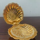 Vintage shell butter dish in gold metal