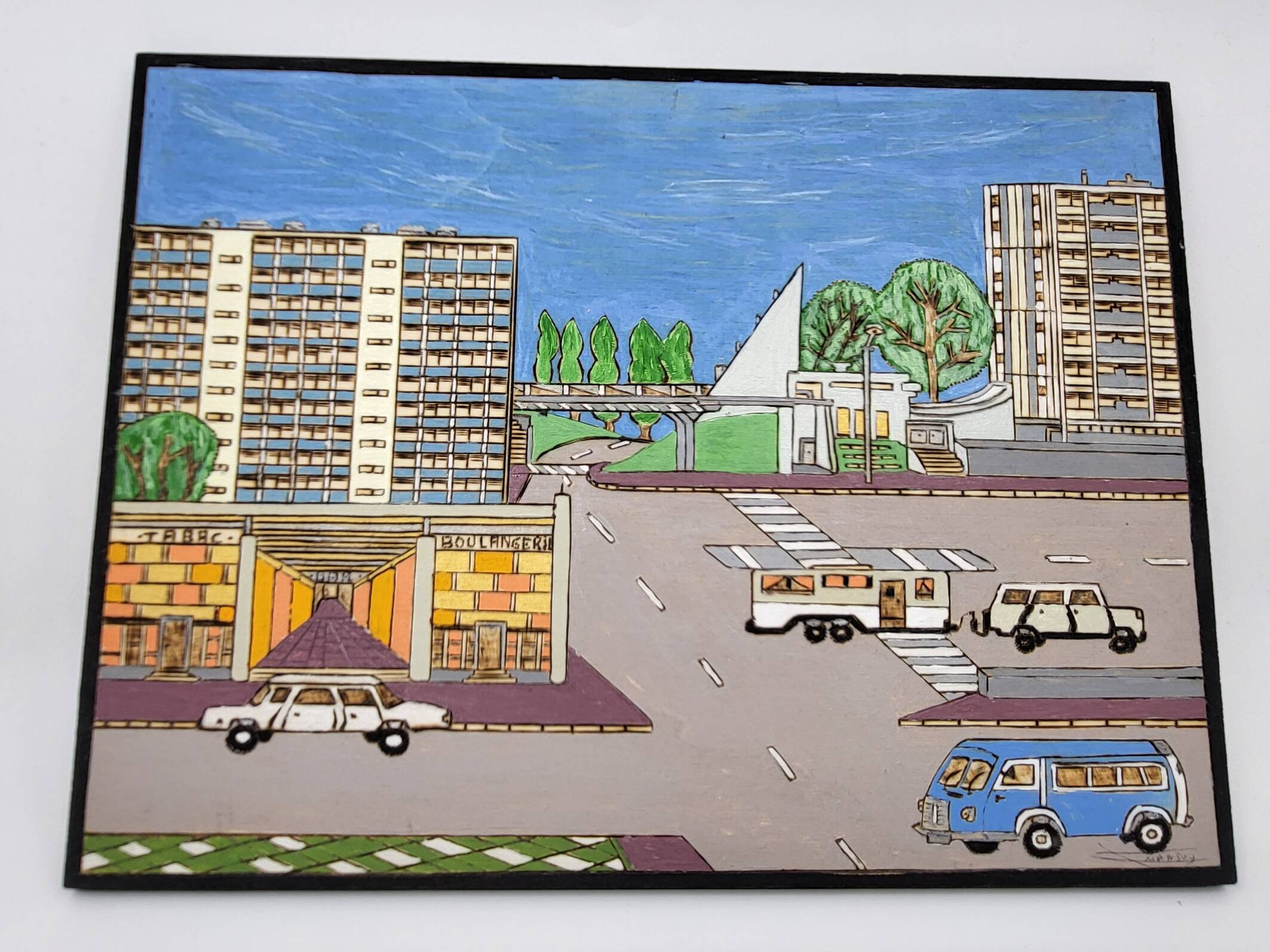 Naive Art painting painting on wood
