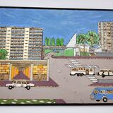 Naive Art painting painting on wood