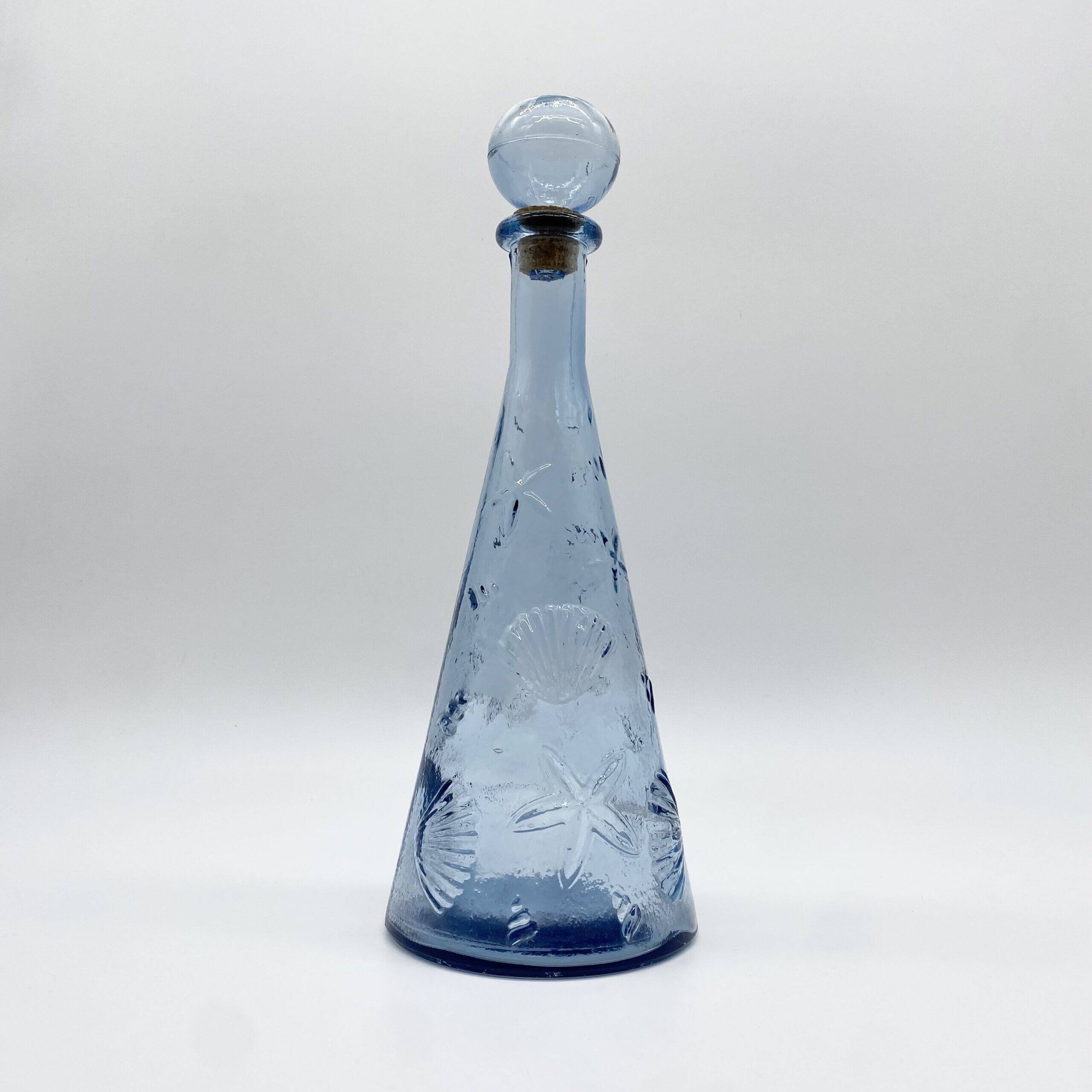 Carafe "fonds marins" verre bleu – Empoli, 1970s