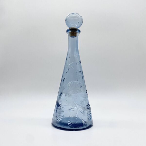 Carafe ''fonds marins'' verre bleu – Empoli, 1970s