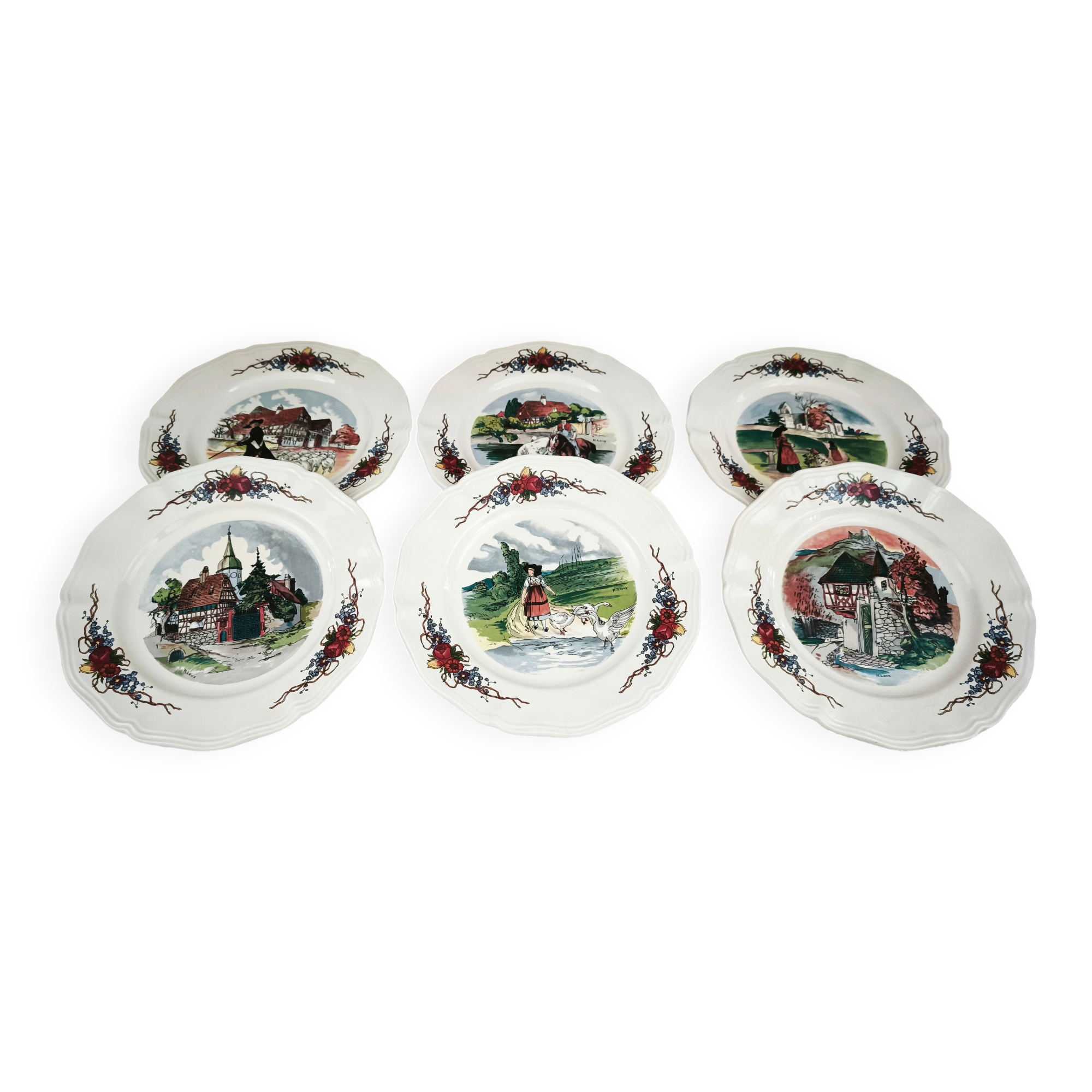 Set of 6 dessert plates Sarreguemines model Obernai