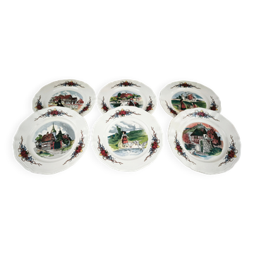 Set of 6 dessert plates Sarreguemines model Obernai