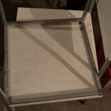 Set of 4 vintage metal and wood chairs from the 1990s.