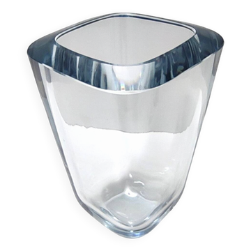 Vase en verre épais et transparent de Strombergshyttan, Suède
