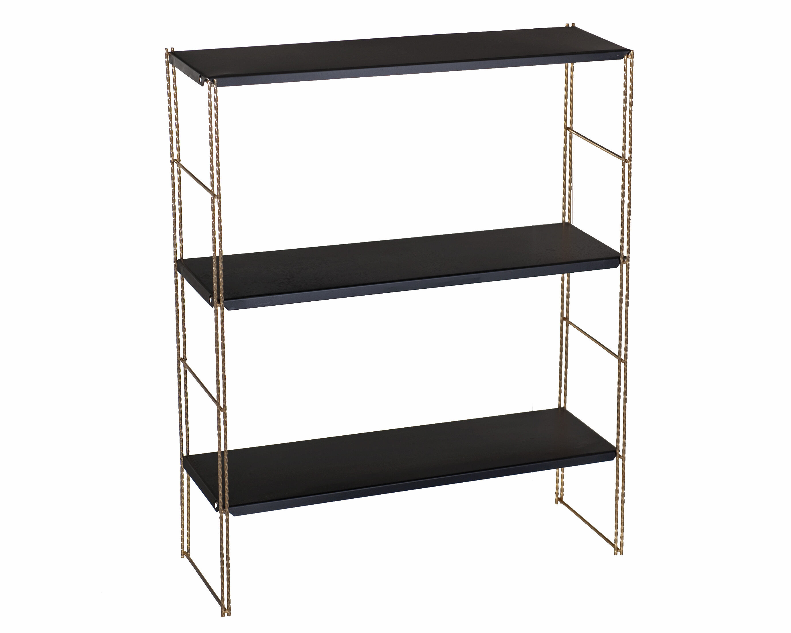 Wall shelf string in gold and black metal with twist year 60 n°1