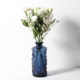 Vase en verre bleu cobalt : design suédois moderne du milieu du siècle / années 1970