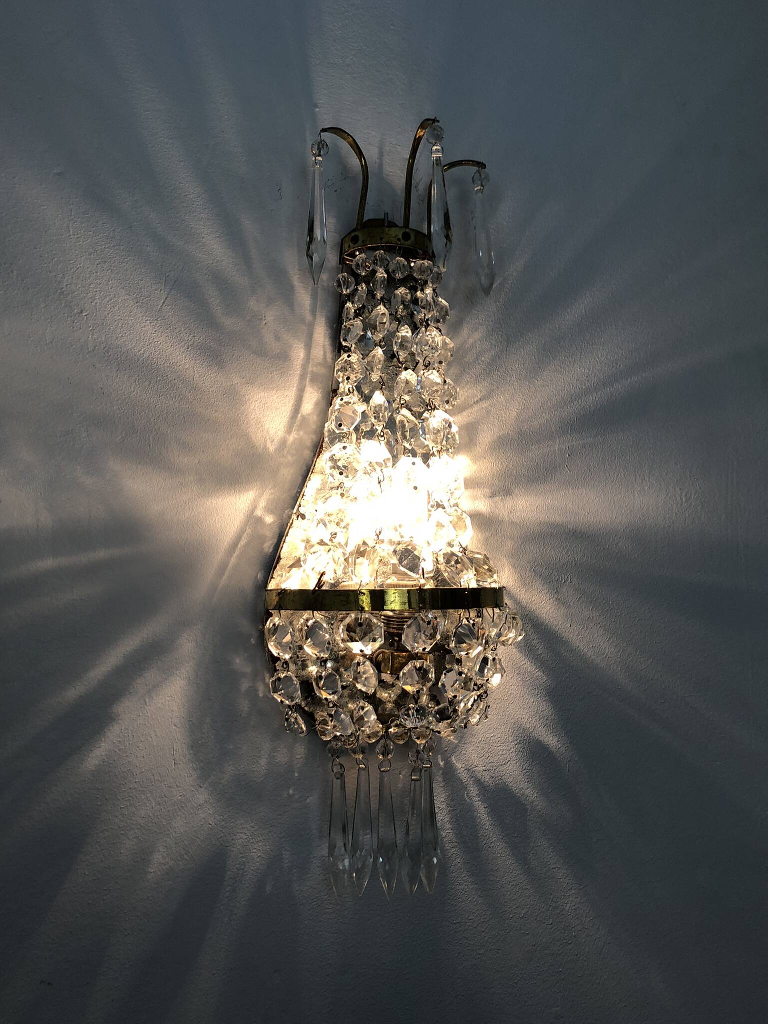Large vintage hot air balloon wall light in bronze and glass 43 cm