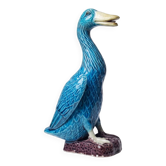 Canard, oie ancienne en porcelaine émaillée turquoise chinoise, 1920-1940