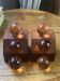 Wooden bookends and spherical glass balls
