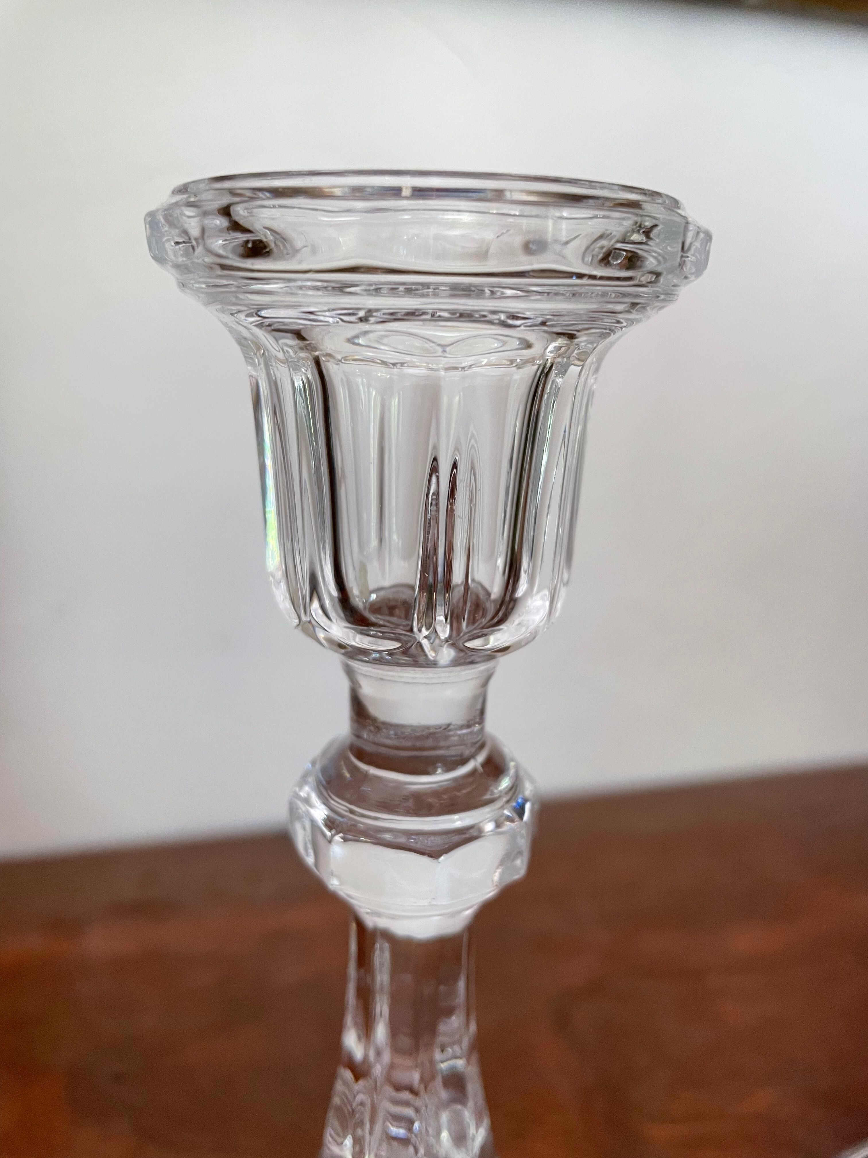 Pair of crystal candle holders
