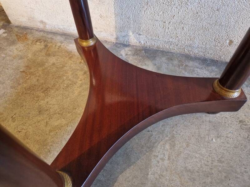 Empire period guéridon table in mahogany veneer and green marble 1830