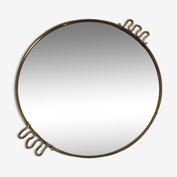 Mirror tray with brass rim 33cm