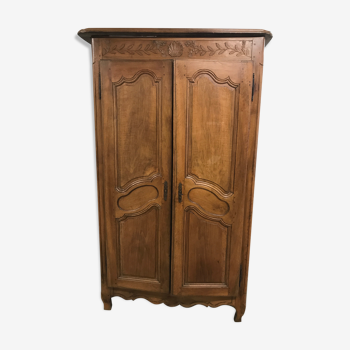 Armoire penderie style Louis XV bois noyer