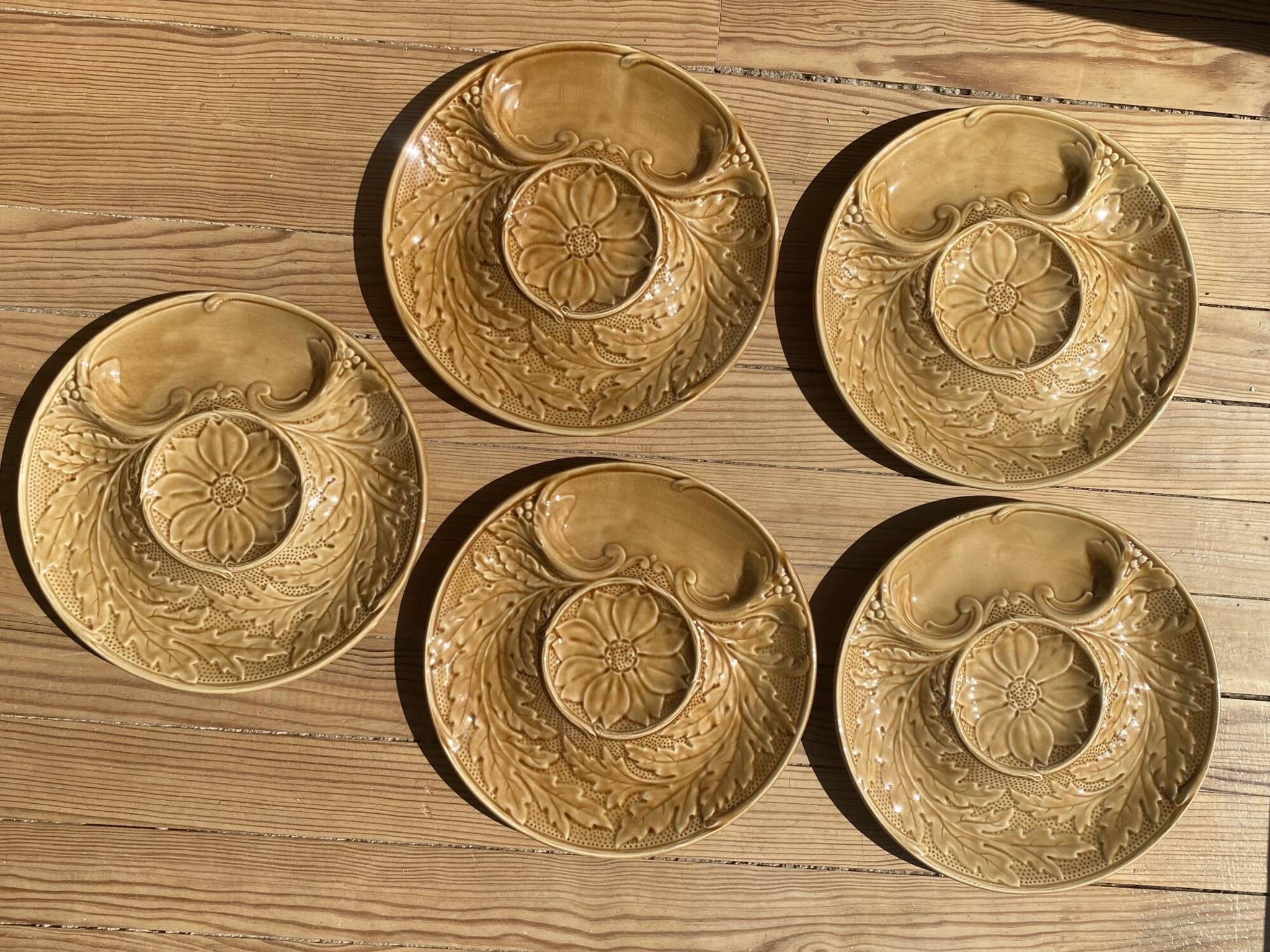 5 asparagus plates in earthenware Manufacture de Gien