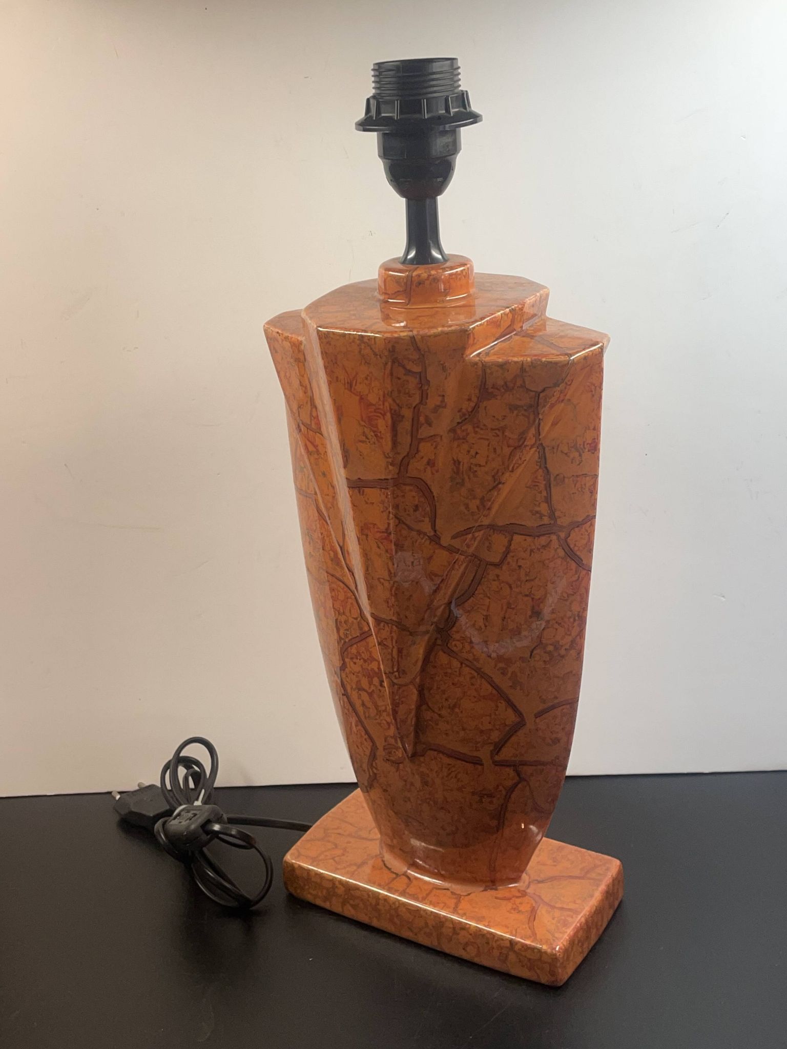 Art Deco Style Ceramic Lamp Base Faux Coral Marble 45 cm socket height