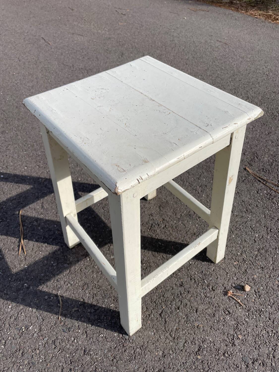 White square wooden stool