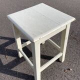 Tabouret carré en bois blanc