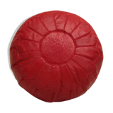 Moroccan pouf in red leather
