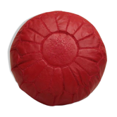 Pouf marocain en cuir rouge