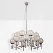 Paire de lustres de Veronese 165 cms acier verre Murano vers 1970