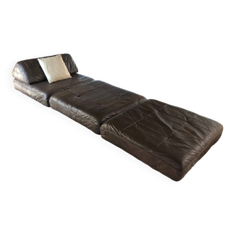 De Sede DS88 day bed in chocolate patchwork leather, Switzerland 1970s