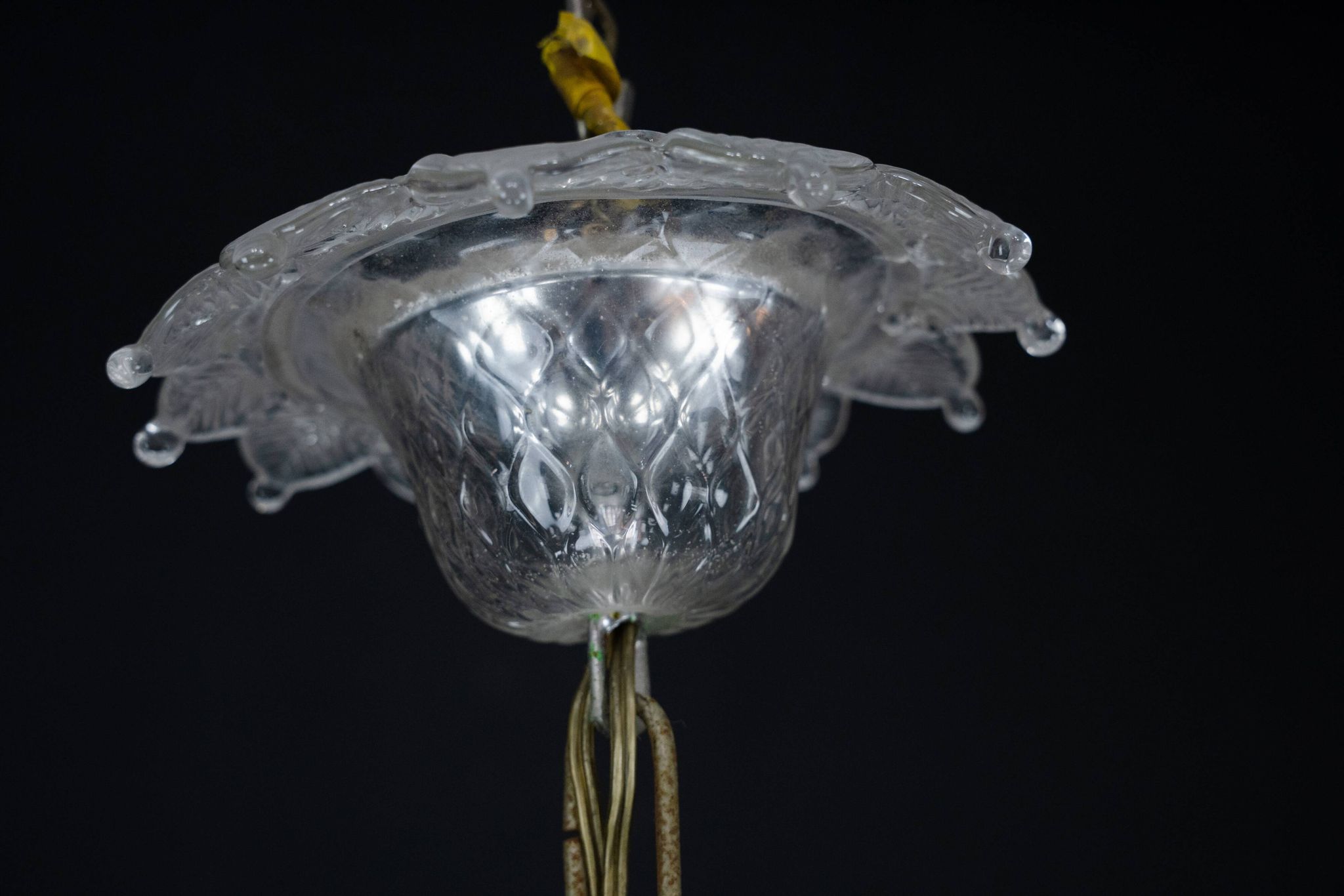 1940s Vintage Murano Clear Glass Chandelier, Classic Italian Art Glass