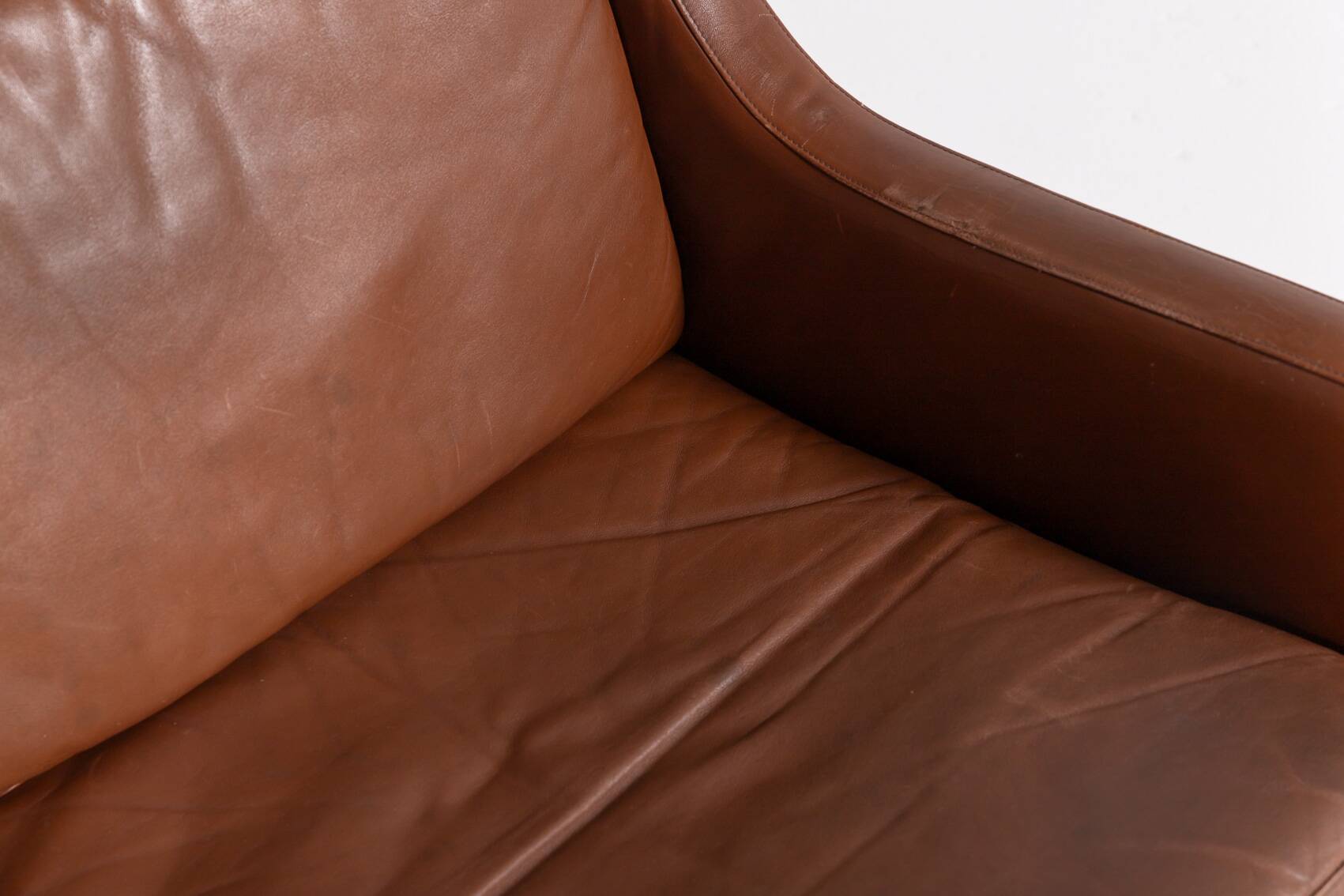 Canapé en cuir cognac danois moderne des années 1970