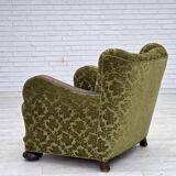 1950s, Danish relax chair, furniture velour, oak wood.