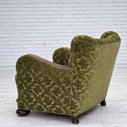 1950s, Danish relax chair, furniture velour, oak wood.