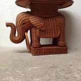 Rattan elephant coffee table and vintage wicker