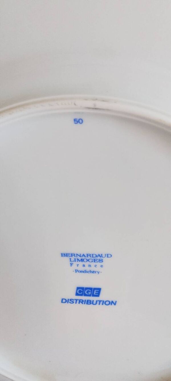 Assiette en porcelaine de Limoges Bernardaud Pondichéry.