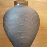 Art Deco /1910/40 moulded pressed smoked vase (30 cm)