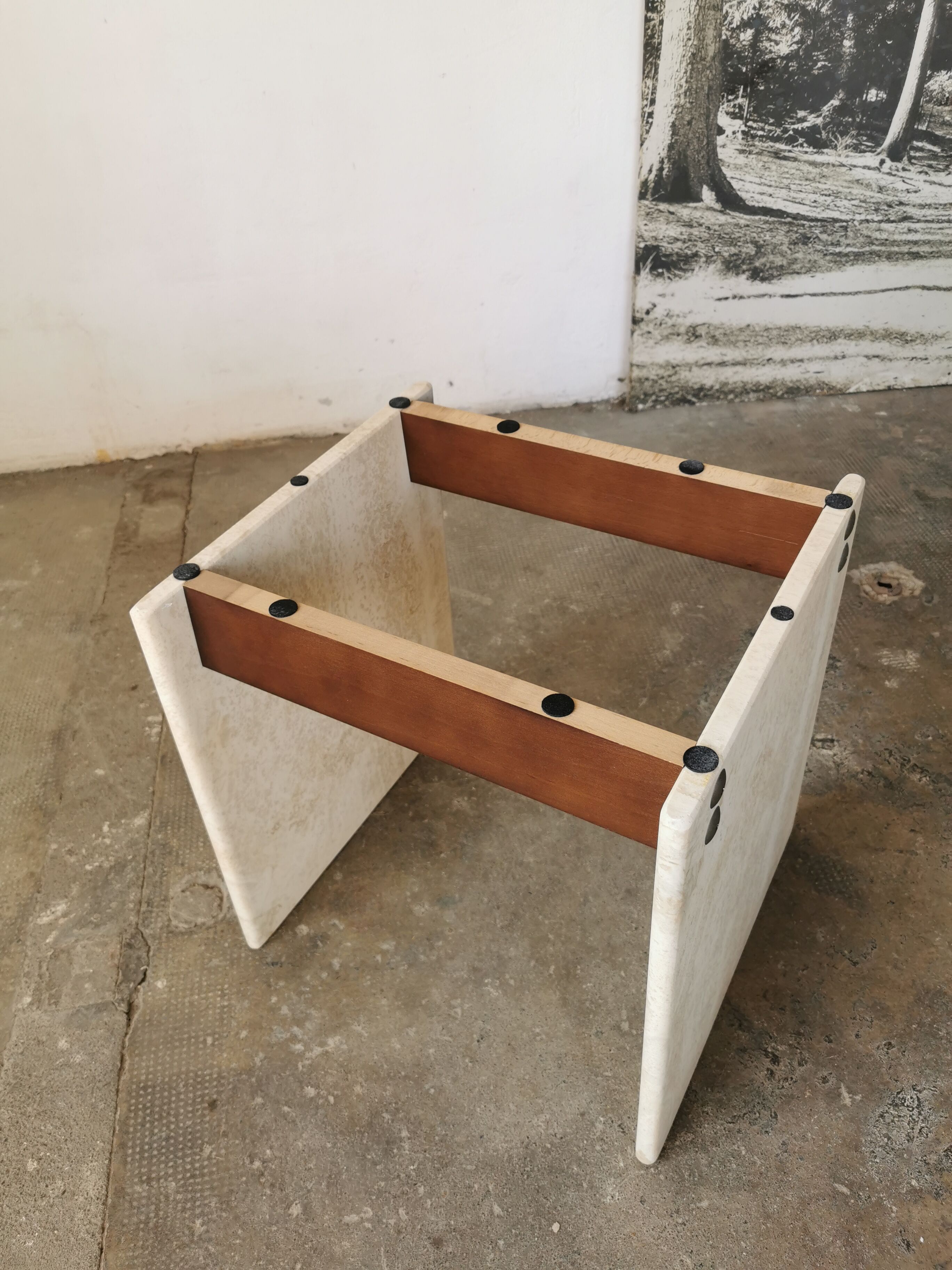 Square travertine coffee table