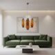 Mid Century Modern large chandelier with amber glass