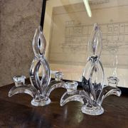Pair of crystal candlesticks Vannes le Chatel Lorraine