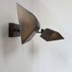 Pair of vintage adjustable wall lights, patinated brass, France 1970.