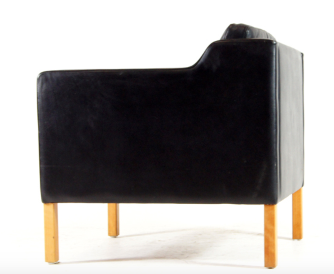 Danish vintage retro armchair in 1960s Stouby leather