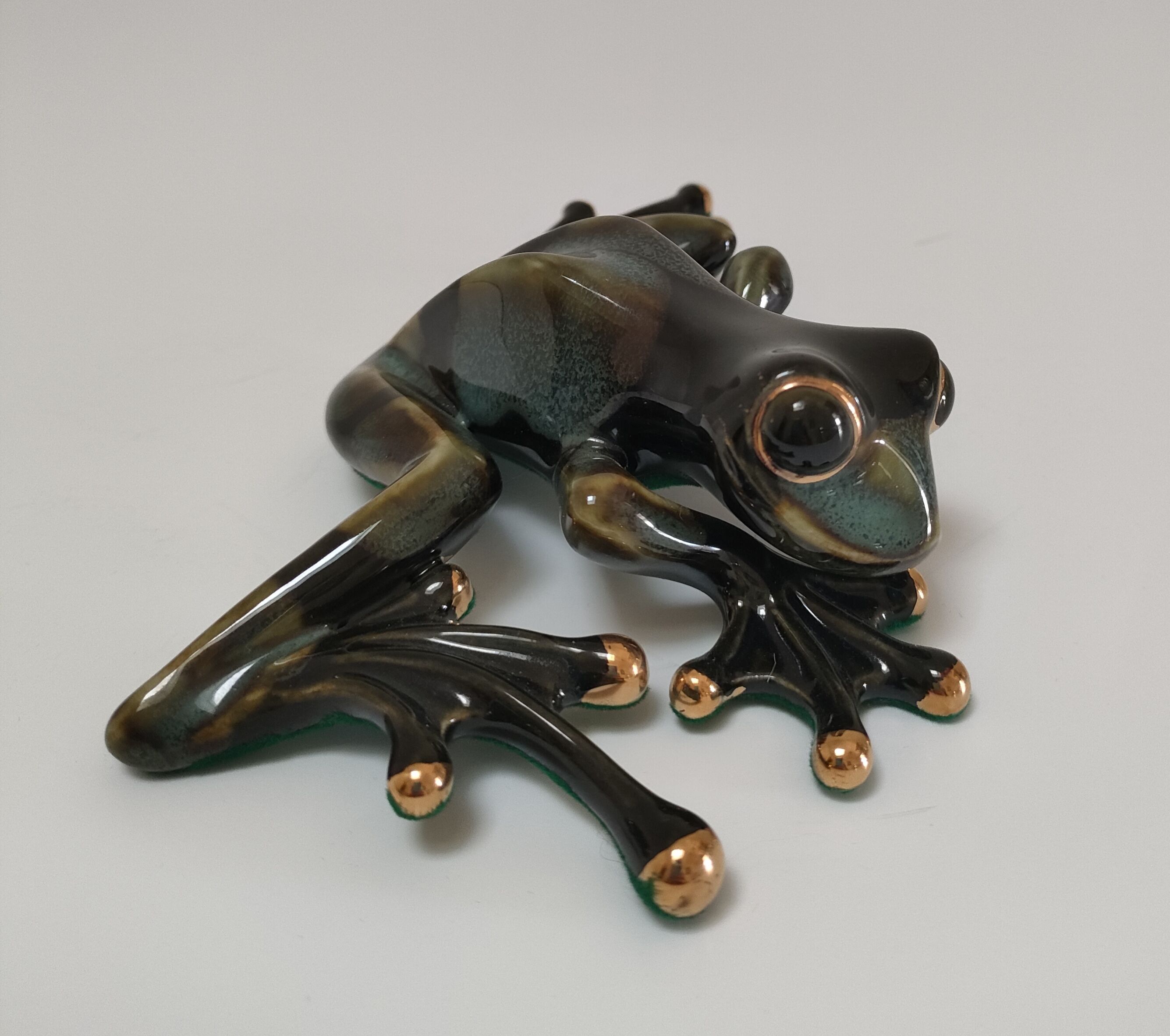 Vintage glazed ceramic tree frog