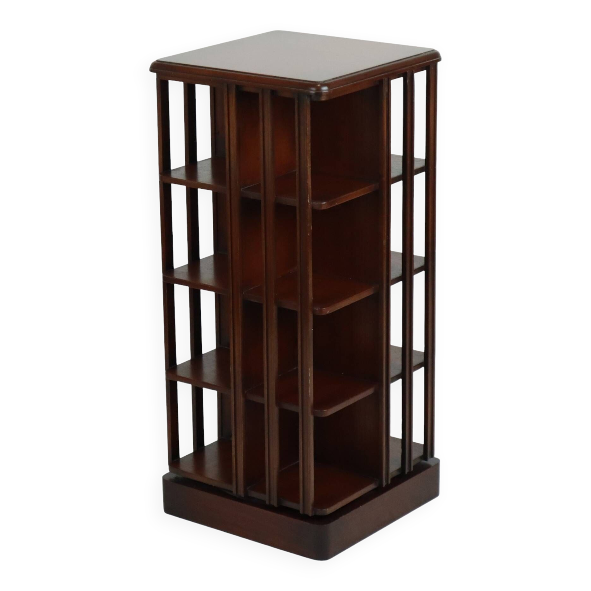 Rotatable Bookshelf CD Holder Solid Mahogany Book Mill Carousel 