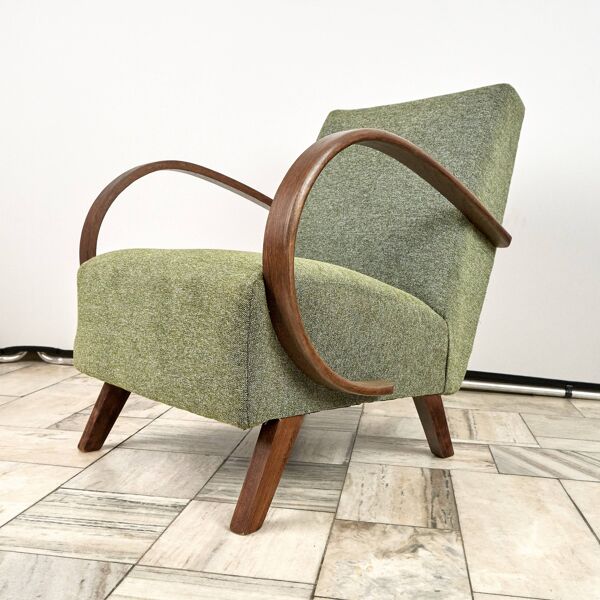 Fauteuil H 410 type C conçu par Jindrich Halabala, années 1940, Tchécoslovaquie