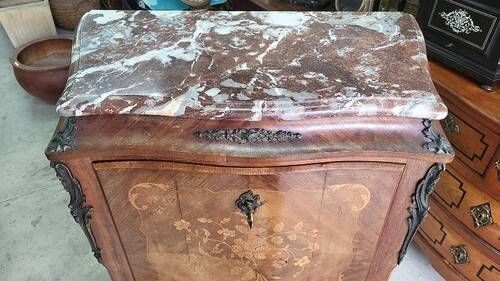 Small antique rosewood secretary with marble top ref je