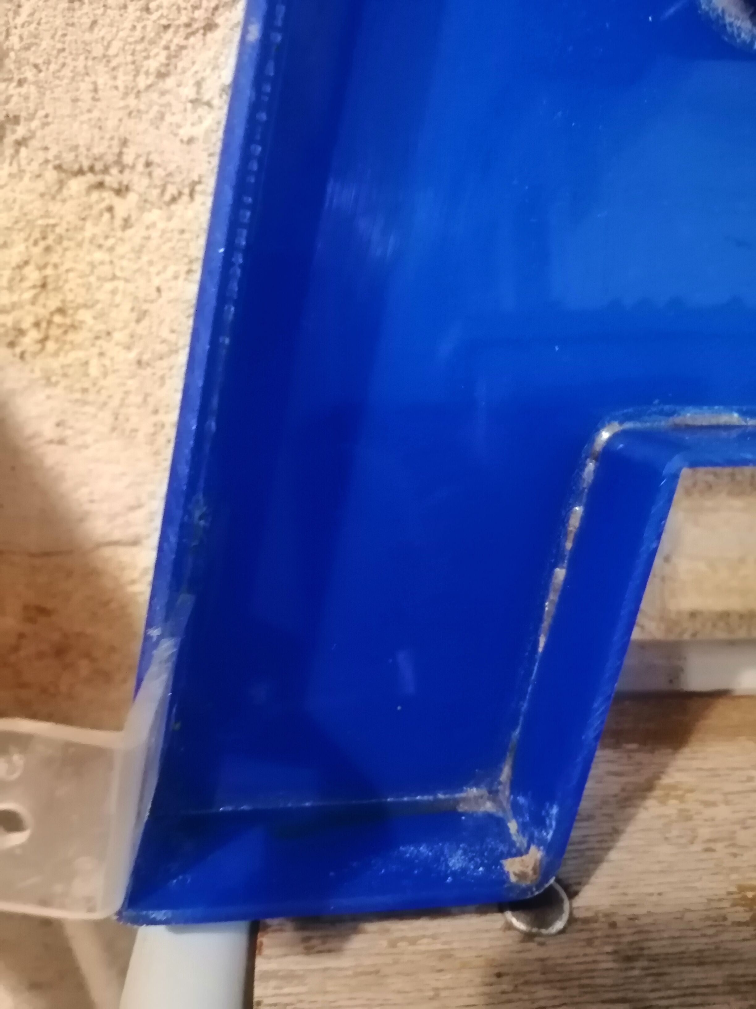 Letter A sign in vintage blue plexiglass